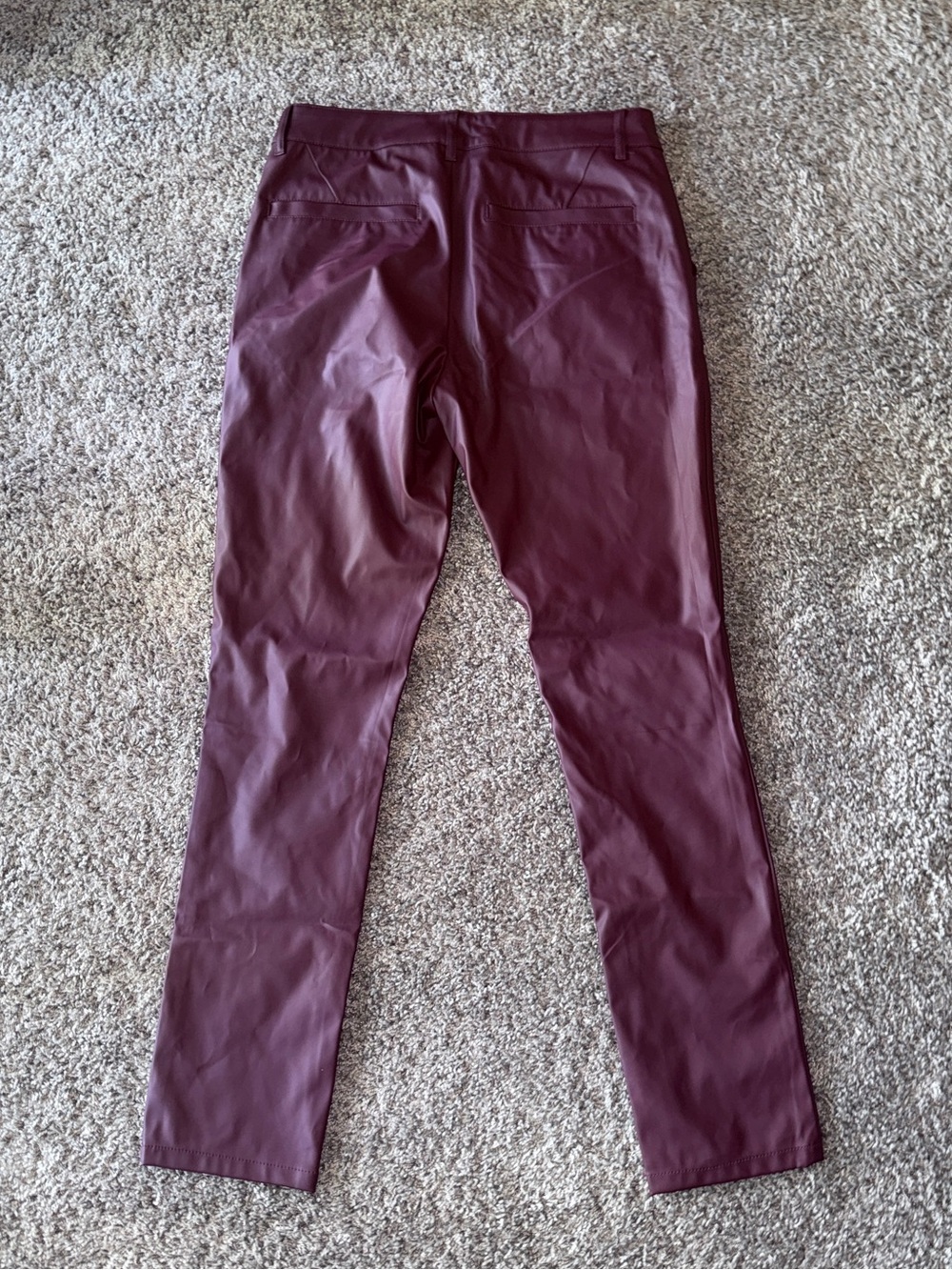 Faux Leather Burgundy Slim Pants